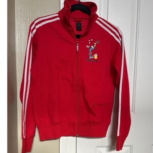 Adidas Originals x Disney "Sport Goofy" Tennis Track Jacket Red Women's Medium